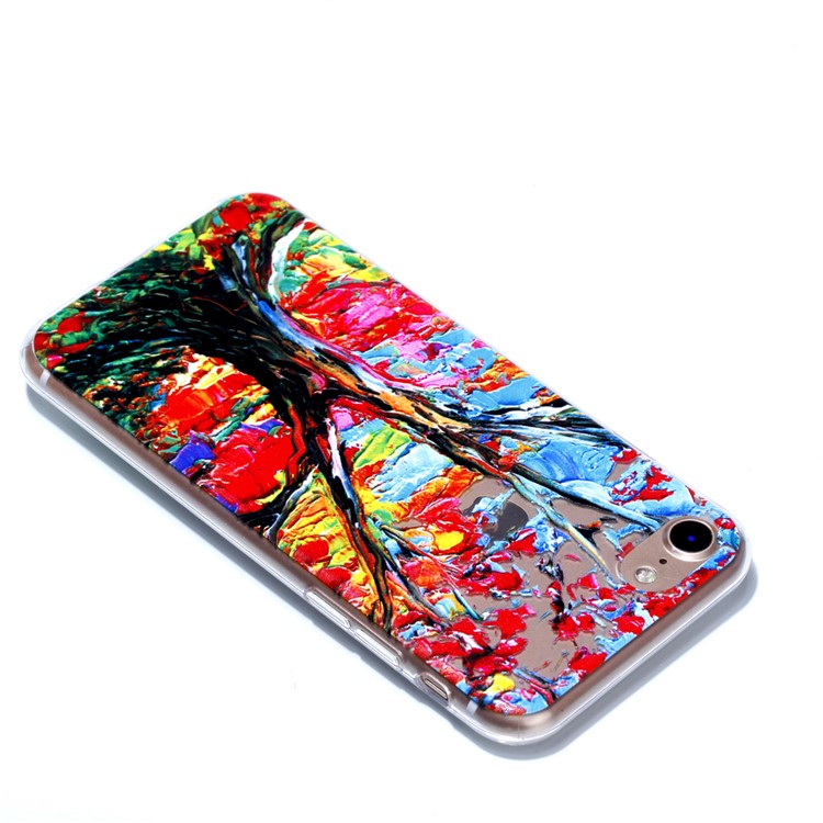 Embossment Patterned TPU Soft Back Case for iPhone 8/7 4.7 inch - Oil Painting-4