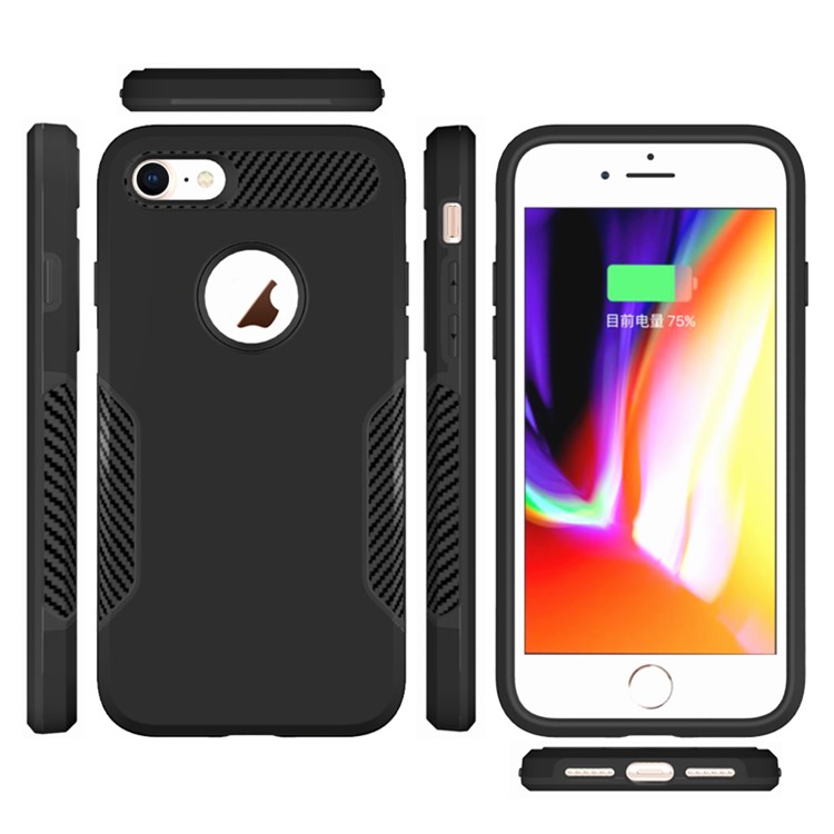 Carbon Fiber Texture PC + TPU Back Phone Case for iPhone 8 / 7 - Black-2