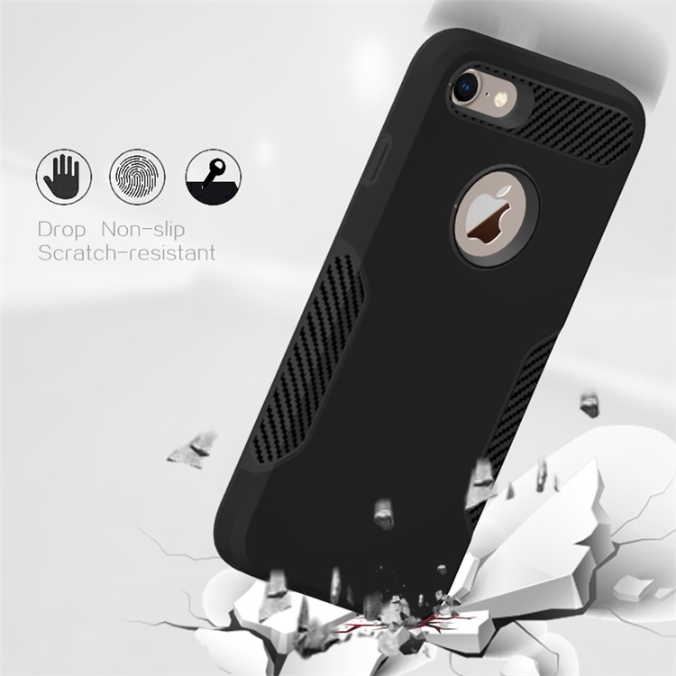 Carbon Fiber Texture PC + TPU Back Phone Case for iPhone 8 / 7 - Black-3