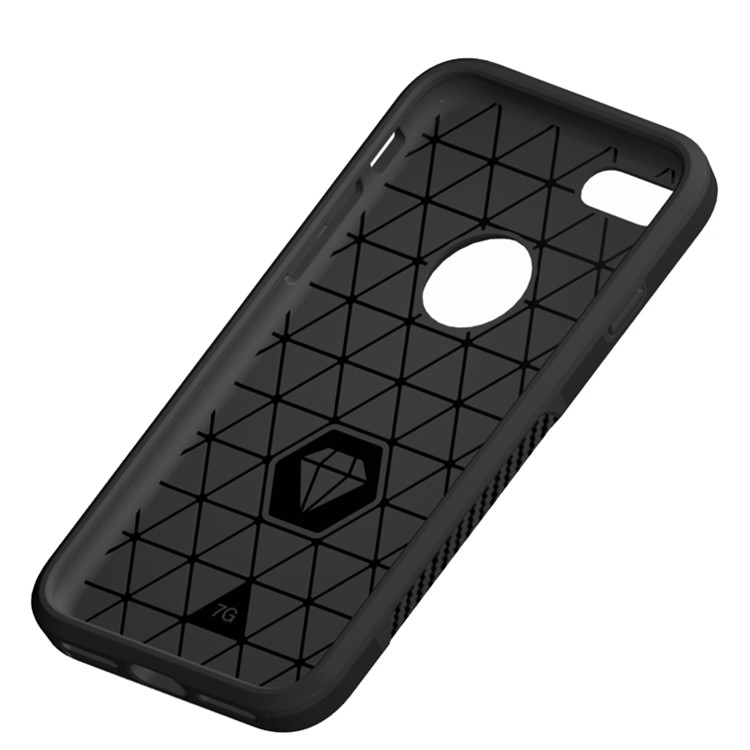 Carbon Fiber Texture PC + TPU Back Phone Case for iPhone 8 / 7 - Black-4