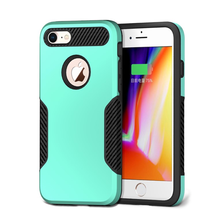 

Углеродного Волокна Текстуры PC + TPU Корпус Мобильного Телефона Для Iphone 8 / 7 - Циан