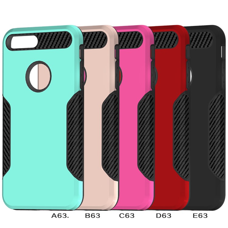 Carbon Fiber Texture PC + TPU Back Phone Case for iPhone 8 Plus/7 Plus - Black-10