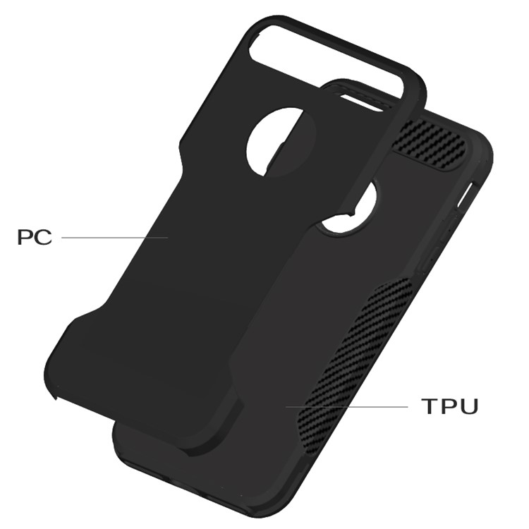 Carbon Fiber Texture PC + TPU Back Phone Case for iPhone 8 Plus/7 Plus - Black-2