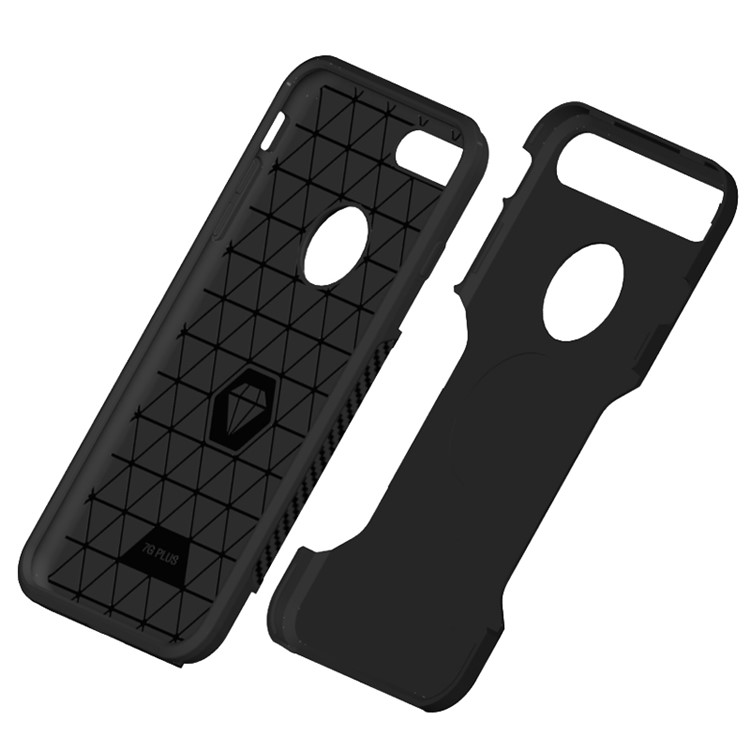 Carbon Fiber Texture PC + TPU Back Phone Case for iPhone 8 Plus/7 Plus - Black-8