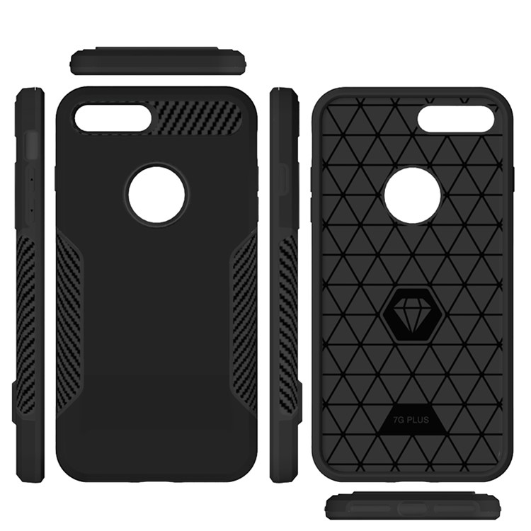 Carbon Fiber Texture PC + TPU Back Phone Case for iPhone 8 Plus/7 Plus - Black-9