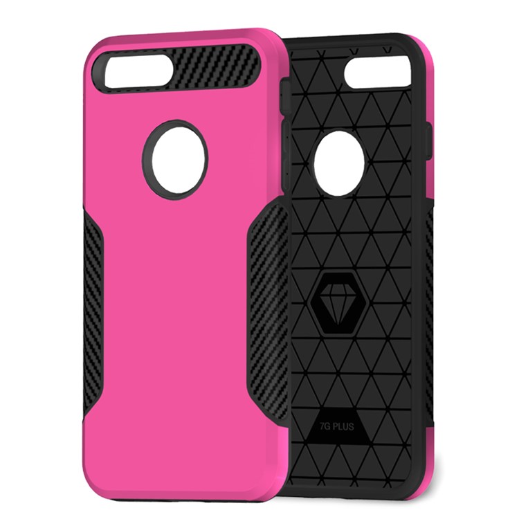 

Carbon Fiber Texture PC + TPU Back Phone Shell for iPhone 8 Plus/7 Plus - Rose
