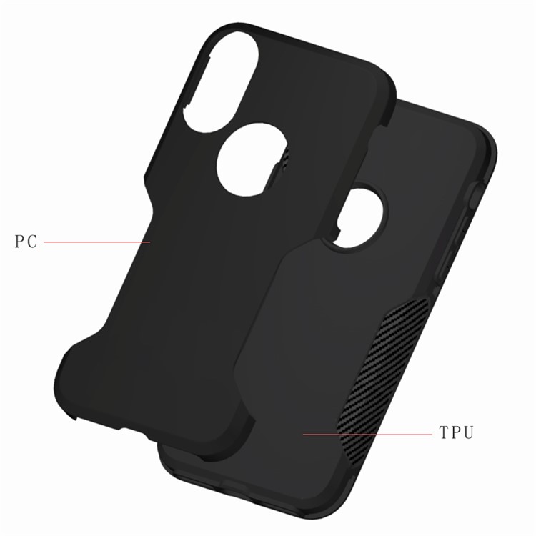 Carbon Fiber Texture PC + TPU Hybrid Case for iPhone X - Black-2