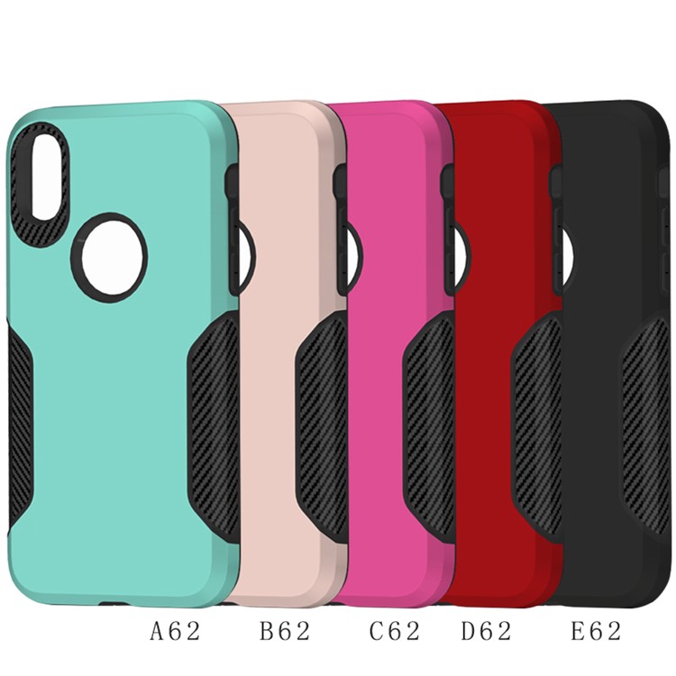 Carbon Fiber Texture PC + TPU Hybrid Case for iPhone X - Black-8