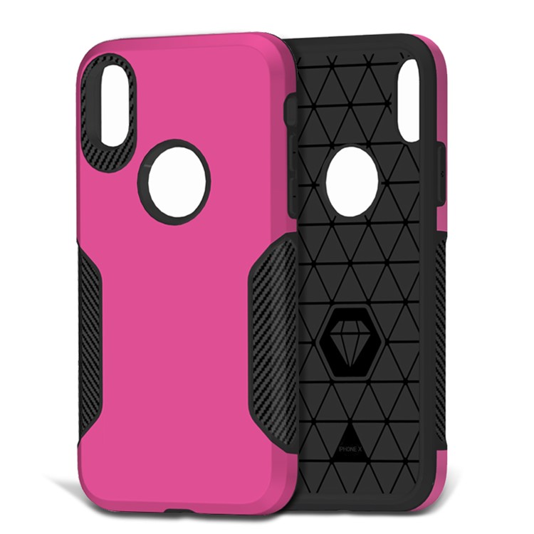 

Carbon Fiber Texture PC + TPU Hybrid Shell for iPhone XS / X 5.8 inch - Rose