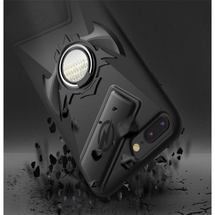 TPU + PC Hybrid Game Case with Finger Grip Ring Kickstand + Screen Protector for iPhone 8 Plus/7 Plus - Black-3