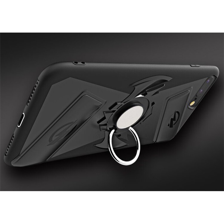 TPU + PC Hybrid Game Case with Finger Grip Ring Kickstand + Screen Protector for iPhone 8 Plus/7 Plus - Black-4