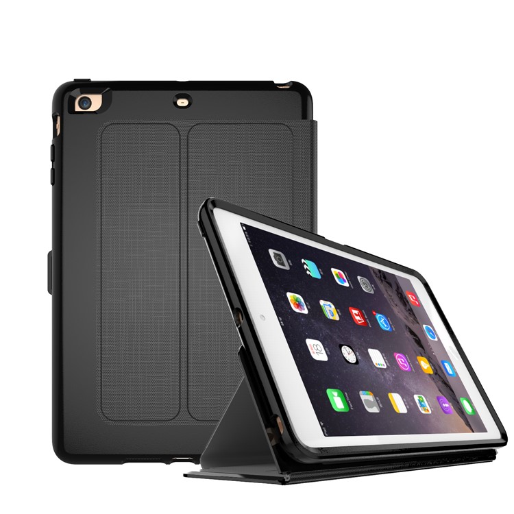 PU Leather Stand Smart Awakening Tablet Cover Shell for iPad Mini 1 2 3 - Black-3
