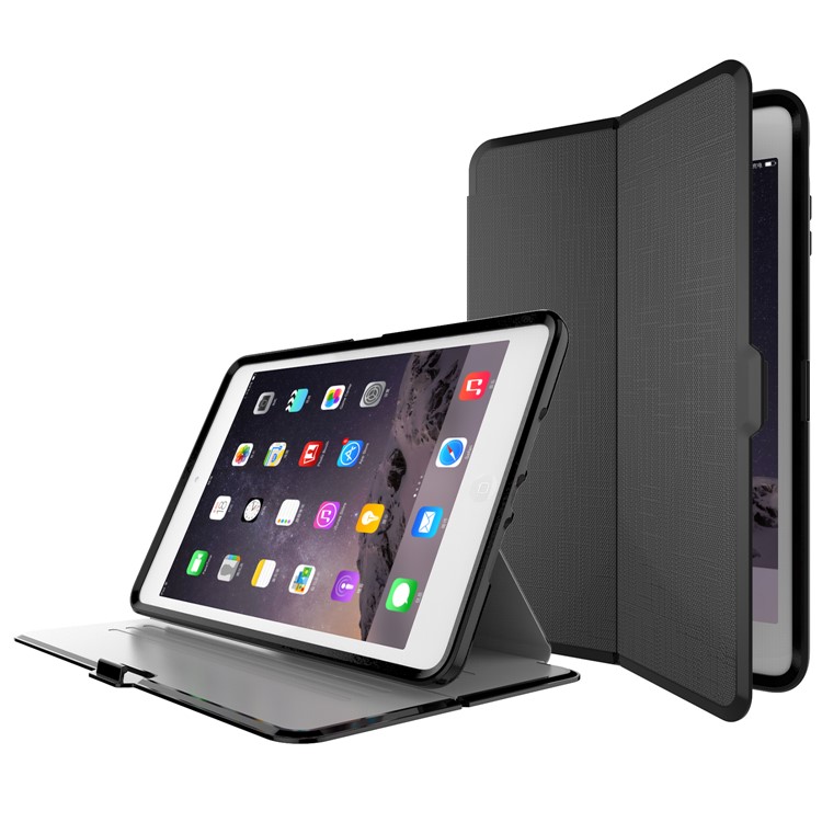 PU Leather Stand Smart Awakening Tablet Cover Shell for iPad Mini 1 2 3 - Black-4