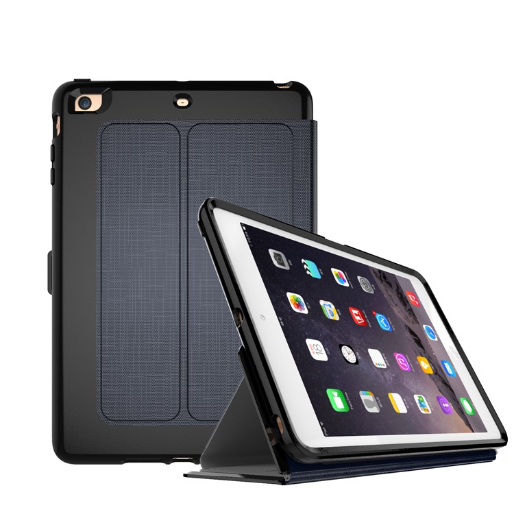PU Leather Stand Smart Awakening Tablet Folio Shell Cover for iPad Mini 1 2 3 - Dark Blue-3