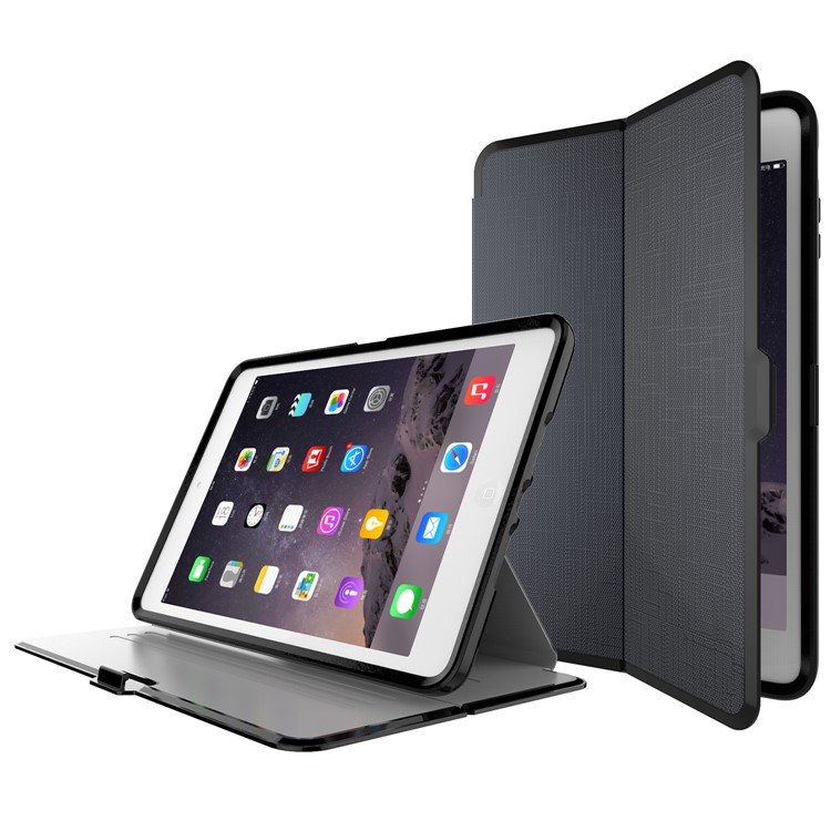 PU Leather Stand Smart Awakening Tablet Folio Shell Cover for iPad Mini 1 2 3 - Dark Blue-4