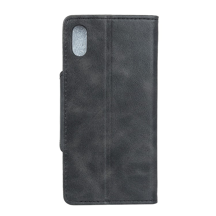 For iPhone X(Ten) Lamb Textured Brass Buckle Leather Wallet Mobile Case with Stand - Black-7