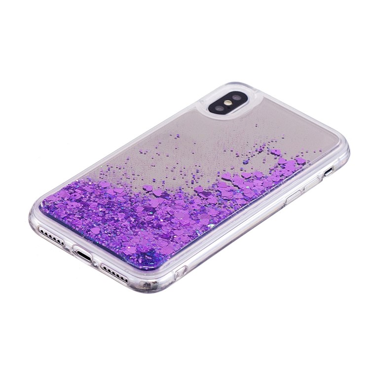 For iPhone X/10 Floating Glitter Sequins Quicksand Mirror Surface TPU Mobile Case - Purple-3