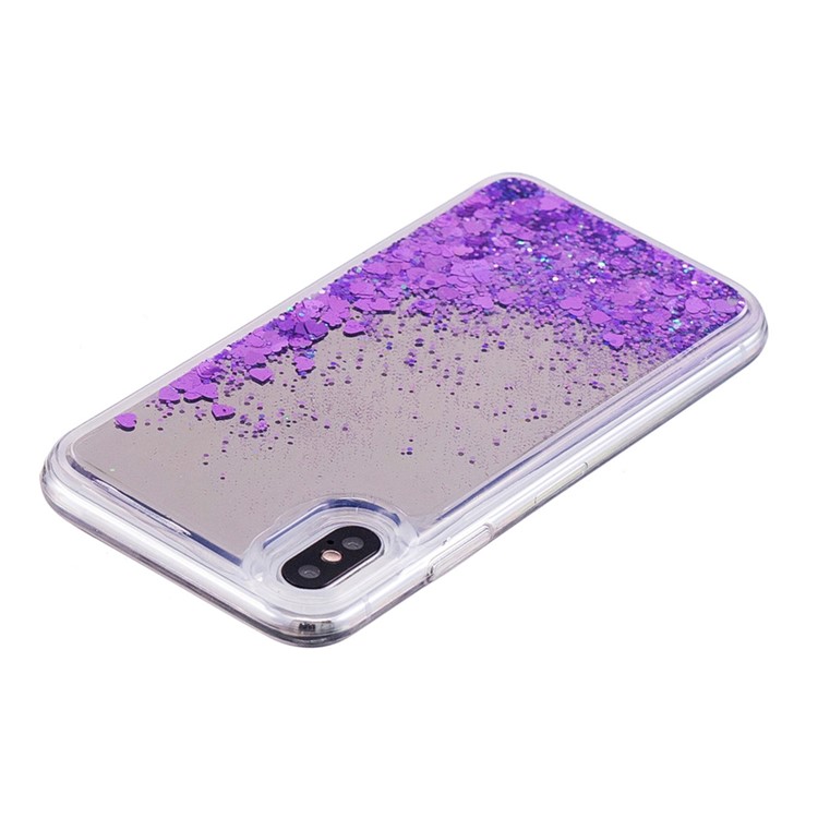 For iPhone X/10 Floating Glitter Sequins Quicksand Mirror Surface TPU Mobile Case - Purple-4