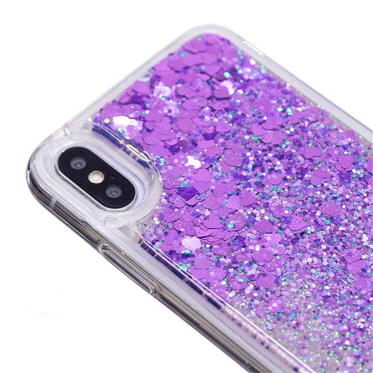 For iPhone X/10 Floating Glitter Sequins Quicksand Mirror Surface TPU Mobile Case - Purple-6