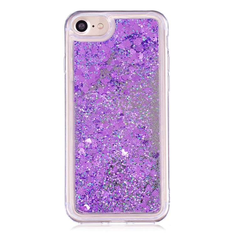 For iPhone 8/7/6s/6 Floating Glitter Sequins Quicksand Mirror Surface TPU Protective Case - Purple-2