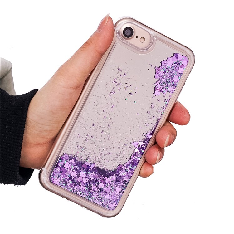 For iPhone 8/7/6s/6 Floating Glitter Sequins Quicksand Mirror Surface TPU Protective Case - Purple-5