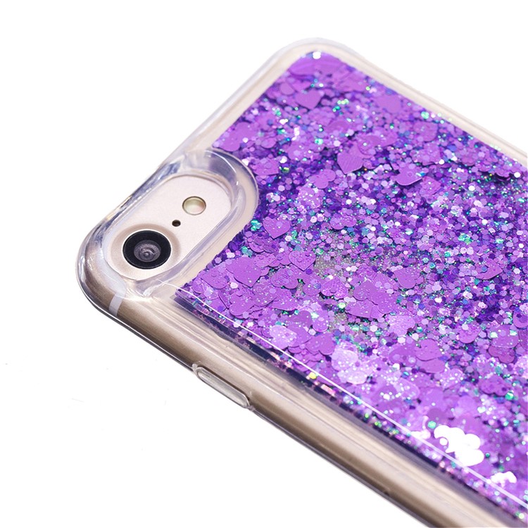 For iPhone 8/7/6s/6 Floating Glitter Sequins Quicksand Mirror Surface TPU Protective Case - Purple-6