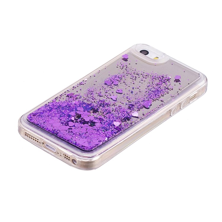 Floating Glitter Sequins Quicksand Mirror Surface TPU Case for iPhone SE/5s/5 - Purple-3