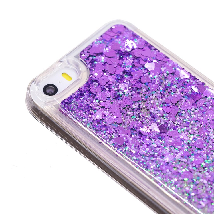 Floating Glitter Sequins Quicksand Mirror Surface TPU Case for iPhone SE/5s/5 - Purple-6