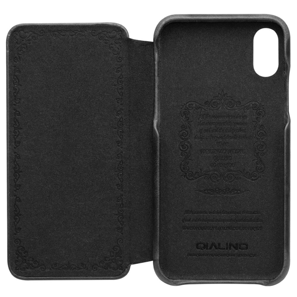 QIALINO Genuine Leather Card Holder Smart Case for iPhone X/10 5.8 inch - Black-3
