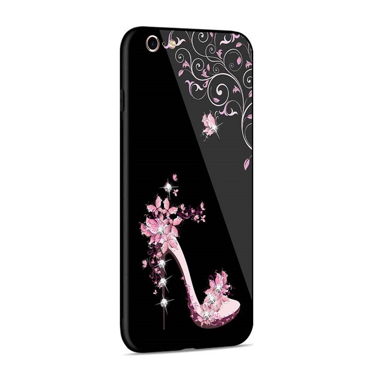 NXE for iPhone 6s / 6 Diamante High-heel Shoe Tempered Glass Back PC + TPU Hybrid Case - Pink-2