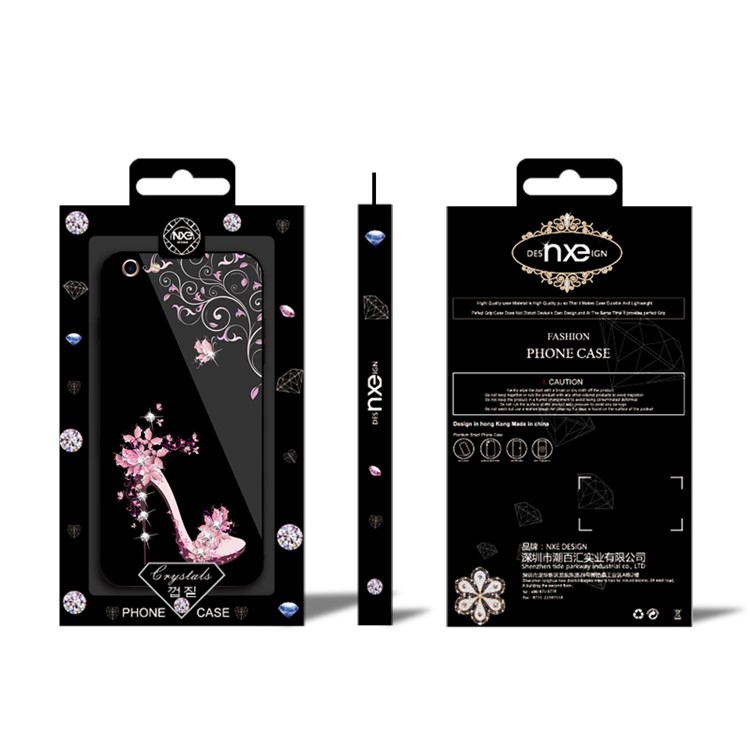 NXE for iPhone 6s / 6 Diamante High-heel Shoe Tempered Glass Back PC + TPU Hybrid Case - Pink-6