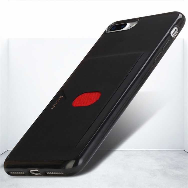 HANMAN PU Leather Coated TPU Card Slot Case for iPhone 8 Plus/7 Plus 5.5 inch - Black-1