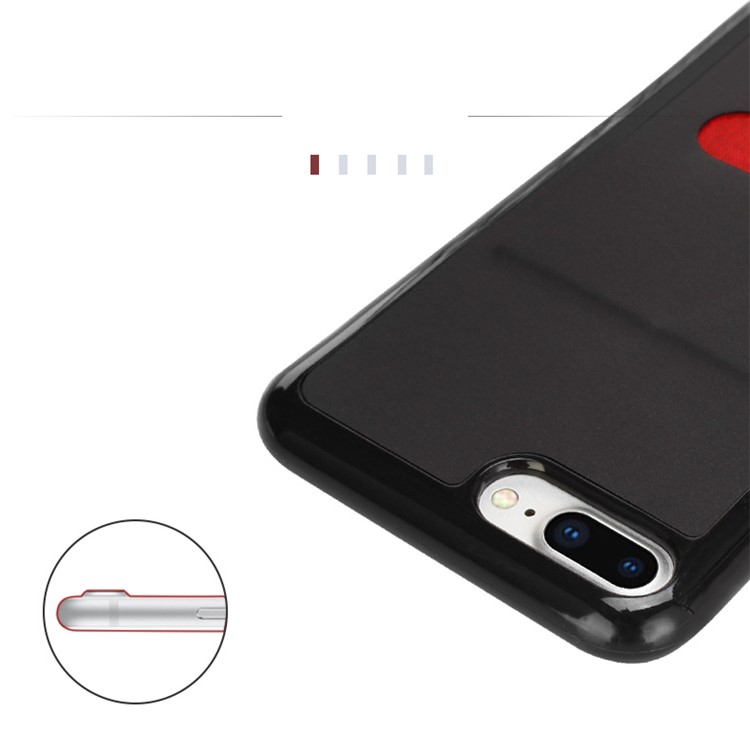 HANMAN PU Leather Coated TPU Card Slot Case for iPhone 8 Plus/7 Plus 5.5 inch - Black-3