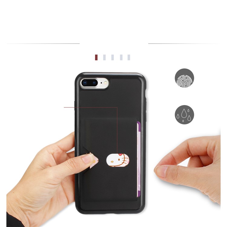 HANMAN PU Leather Coated TPU Card Slot Case for iPhone 8 Plus/7 Plus 5.5 inch - Black-5