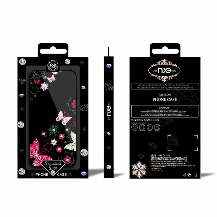 NXE Rhinestone Decor Patterned TPU + PC + Glass Casing for iPhone 8/7 4.7 inch - Pretty Butterflies and Flowers-6