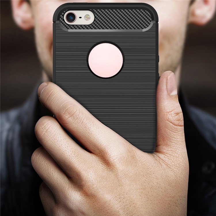 50Pcs/Set Carbon Fiber Brushed TPU Shell Case for iPhone SE/5s/5 - Black-2