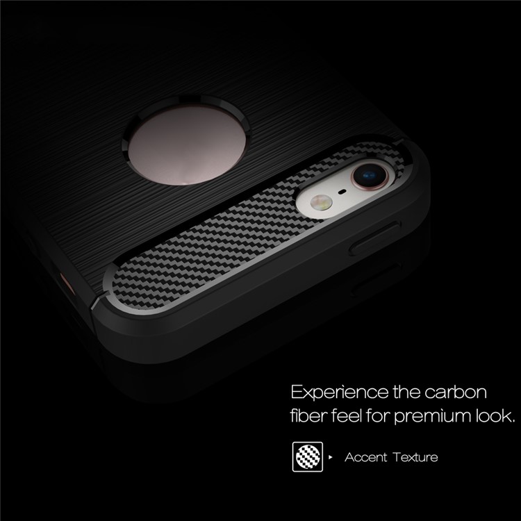 50Pcs/Set Carbon Fiber Brushed TPU Shell Case for iPhone SE/5s/5 - Black-3
