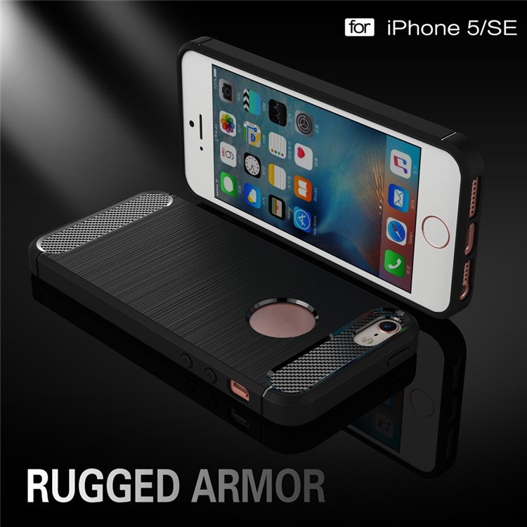 50Pcs/Set Carbon Fiber Brushed TPU Shell Case for iPhone SE/5s/5 - Black-5