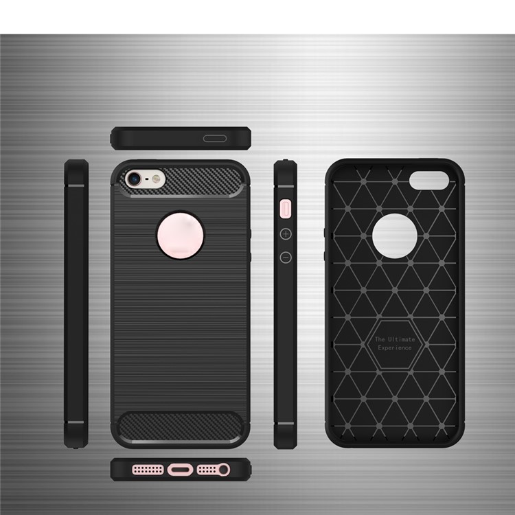 50Pcs/Set Carbon Fiber Brushed TPU Shell Case for iPhone SE/5s/5 - Black-7
