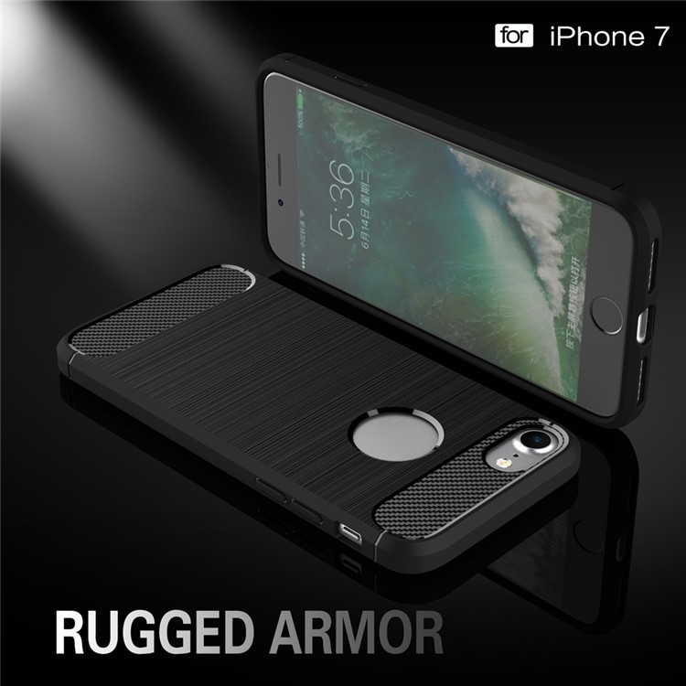 50Pcs/Set Carbon Fiber Texture Brushed Soft TPU Case for iPhone 8 / 7 4.7 inch - Black-2