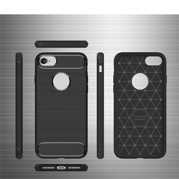 50Pcs/Set Carbon Fiber Texture Brushed Soft TPU Case for iPhone 8 / 7 4.7 inch - Black-6