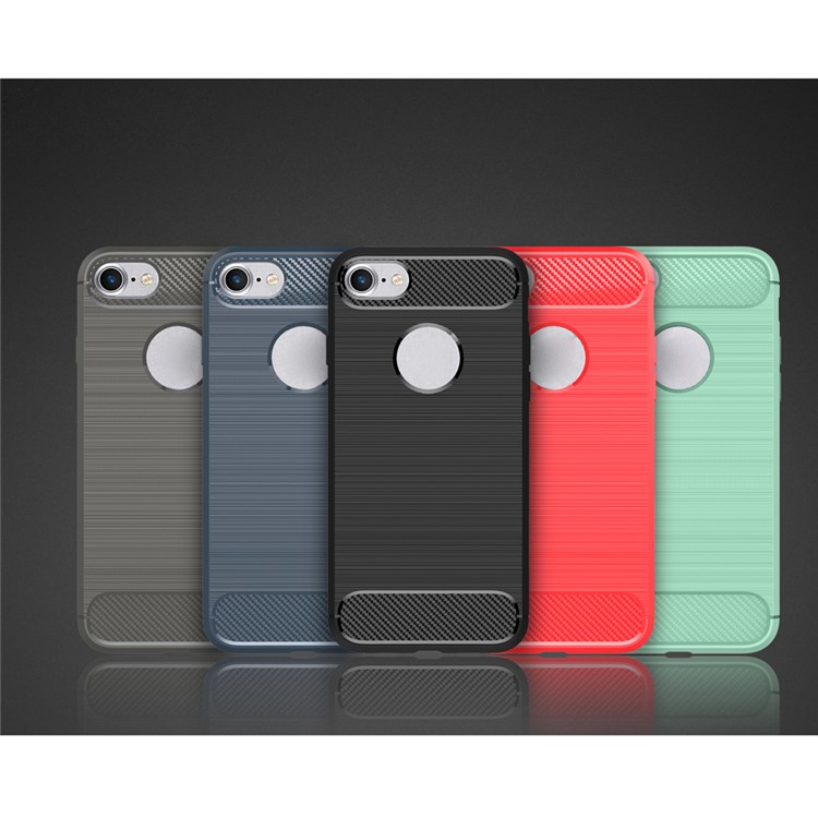 50Pcs/Set Carbon Fiber Texture Brushed Soft TPU Case for iPhone 8 / 7 4.7 inch - Black-9