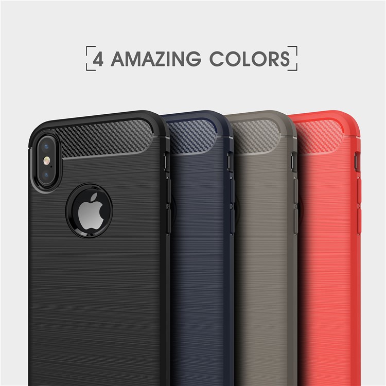 50Pcs/Set Carbon Fiber Texture Brushed TPU Back Casing for iPhone X / 10 5.8 inch - Black-11