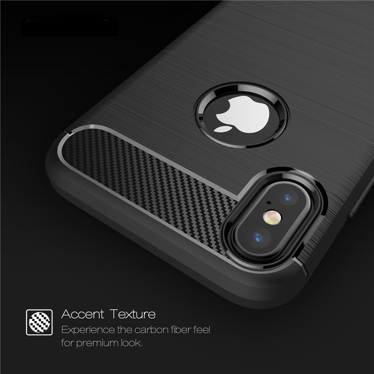 50Pcs/Set Carbon Fiber Texture Brushed TPU Back Casing for iPhone X / 10 5.8 inch - Black-4