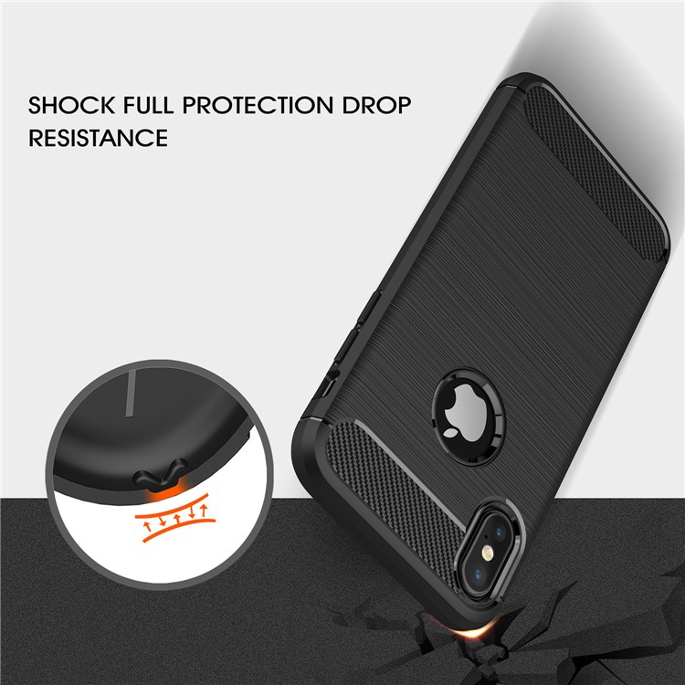 50Pcs/Set Carbon Fiber Texture Brushed TPU Back Casing for iPhone X / 10 5.8 inch - Black-6
