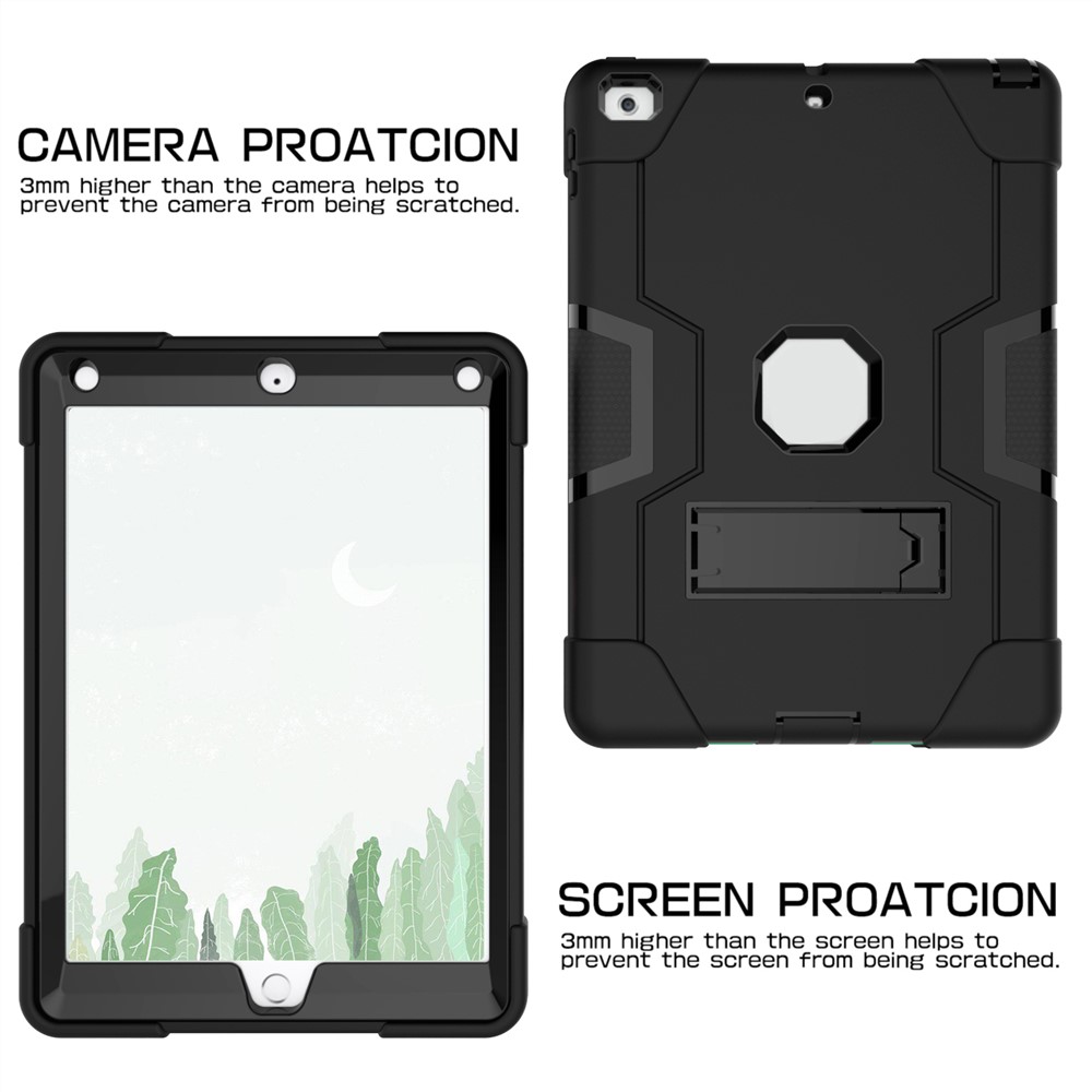 Bi-color PC + TPU Hybrid Kickstand Tablet Case for iPad 9.7-inch (2017) - Green-5