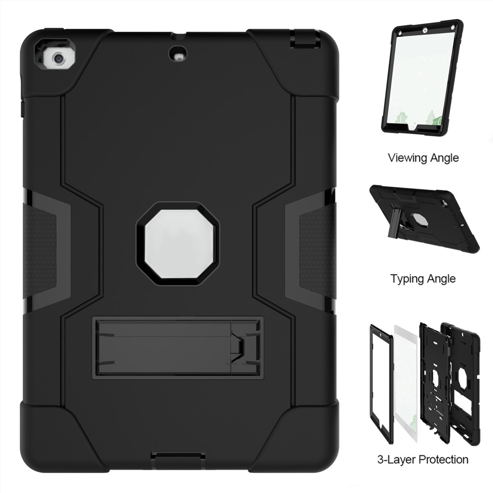 Bi-color PC + TPU Hybrid Kickstand Tablet Case for iPad 9.7-inch (2017) - Green-6