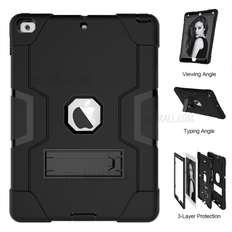 Bi-color PC + TPU Hybrid Kickstand Tablet Case for iPad 9.7-inch (2017) - Green-7