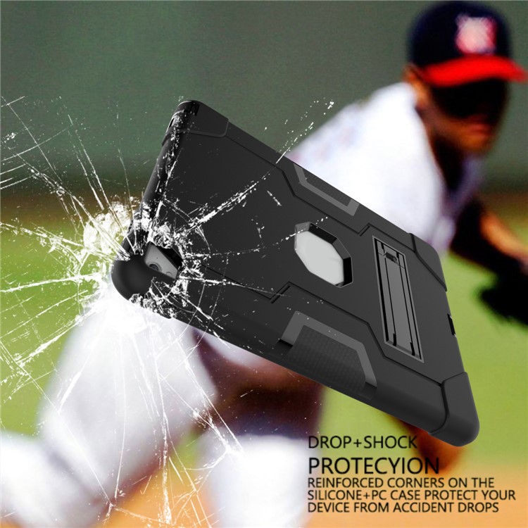 Dual Color Kickstand PC + Silicone Armor Defender Tablet Case for iPad Pro 9.7 inch (2016) - All Black-6
