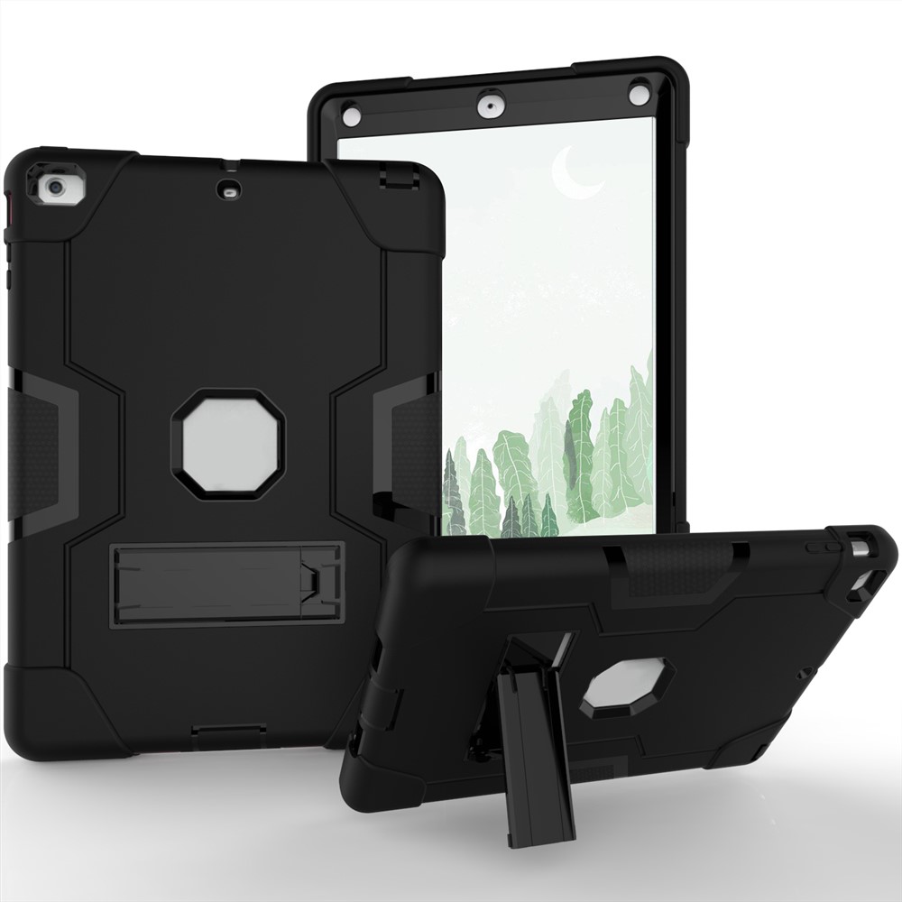 Cubierta Híbrida Estupenda De La Cubierta De La Tableta Del Kickstand De La PC + Del Silicón Para El Aire Del Ipad - Negro-1